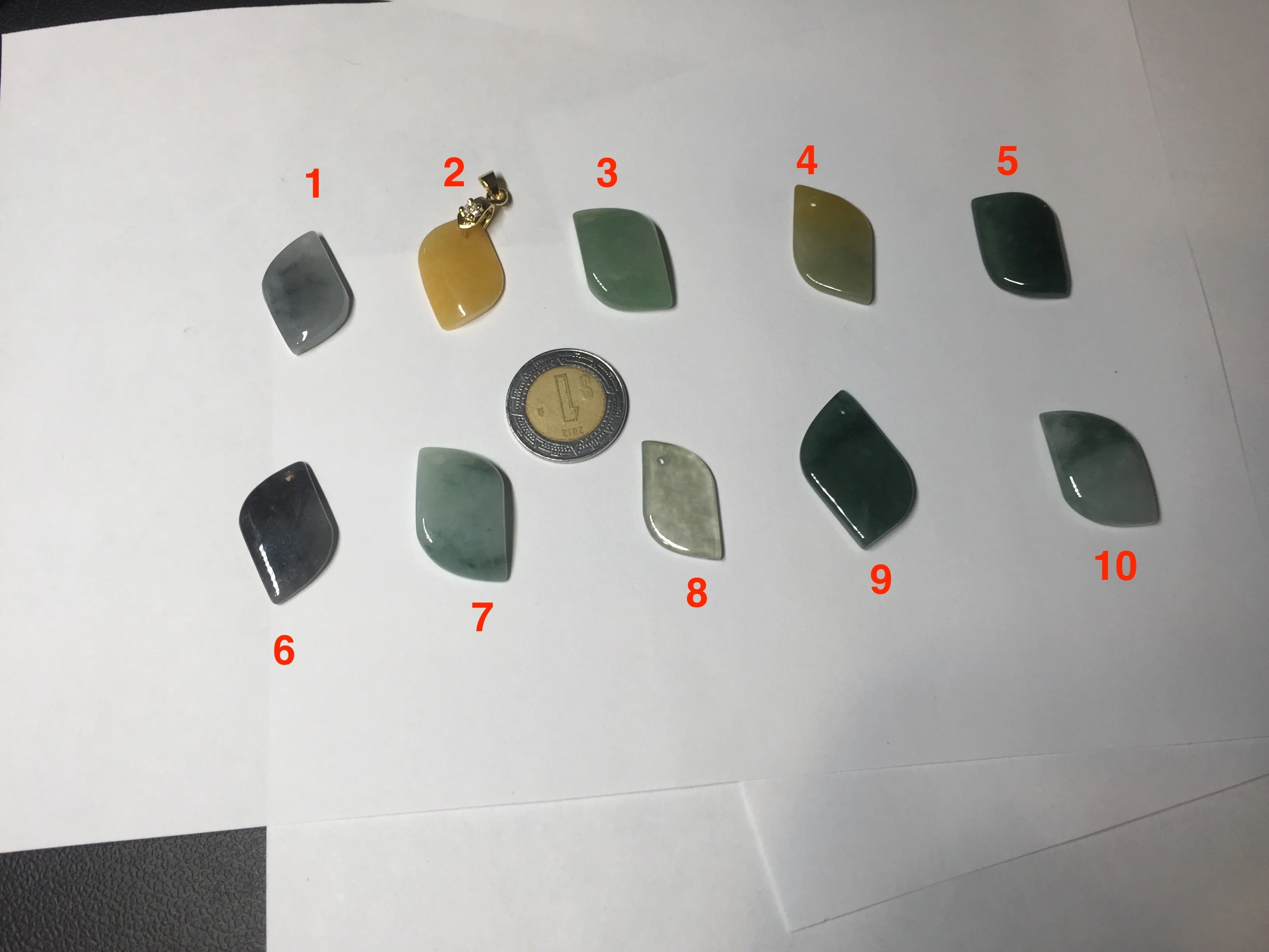 100% natural type A jadeite jade icy watery yellow green black Willow leaf pendant group AX152