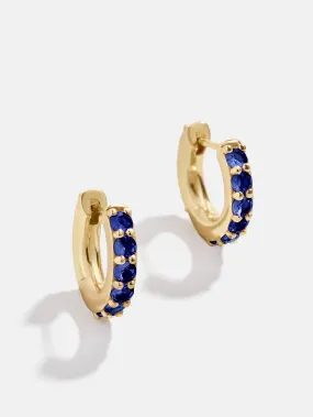 18K Gold Birthstone Huggie Earrings - Sapphire