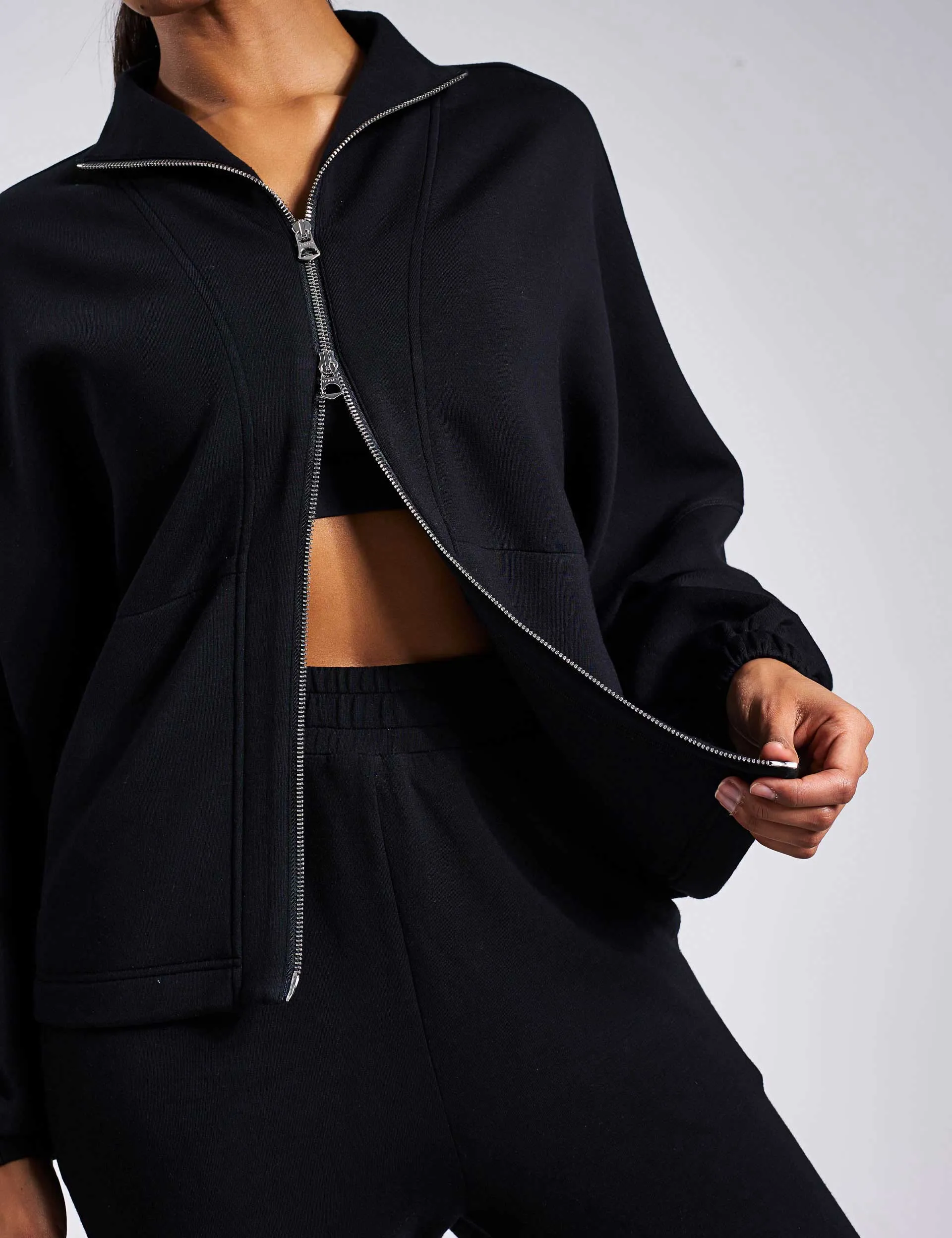 Ashbury Zip Through Sweat - Black