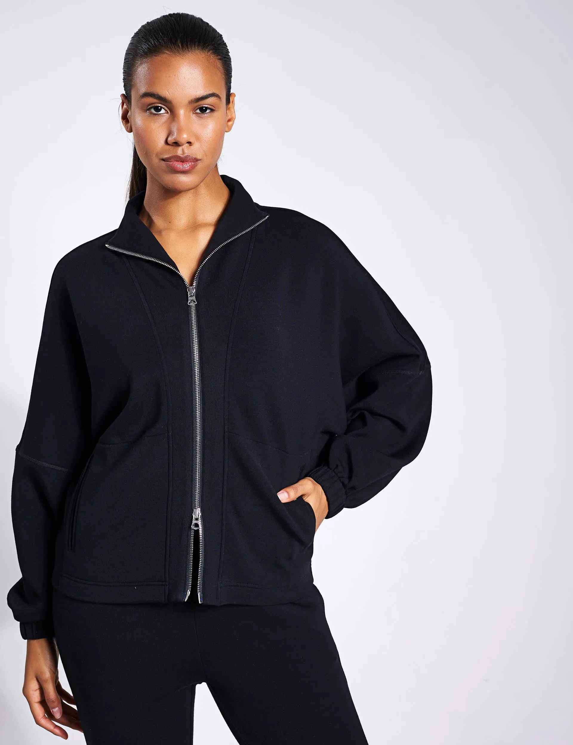 Ashbury Zip Through Sweat - Black