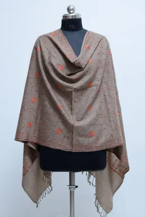 Beige Color Kashmiri Sozni Work Embroidered Stoles Enriched With New Elegant Jaal Pattern