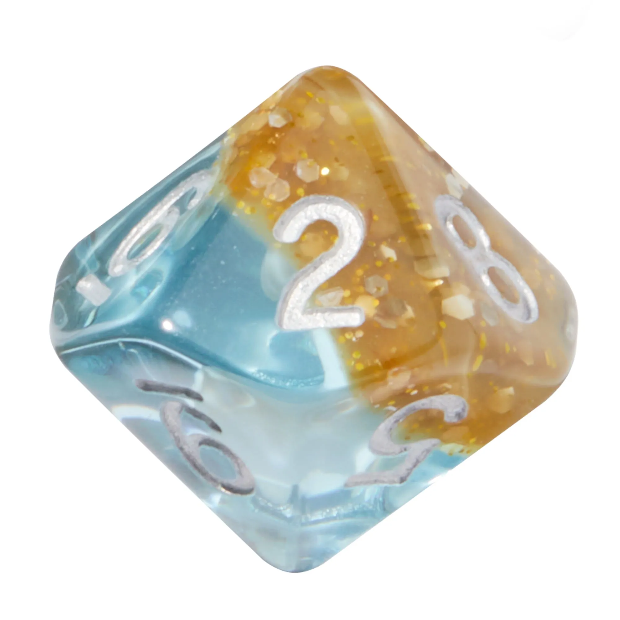 Blue Conch Shell and Sand Resin 7pc Dice Set