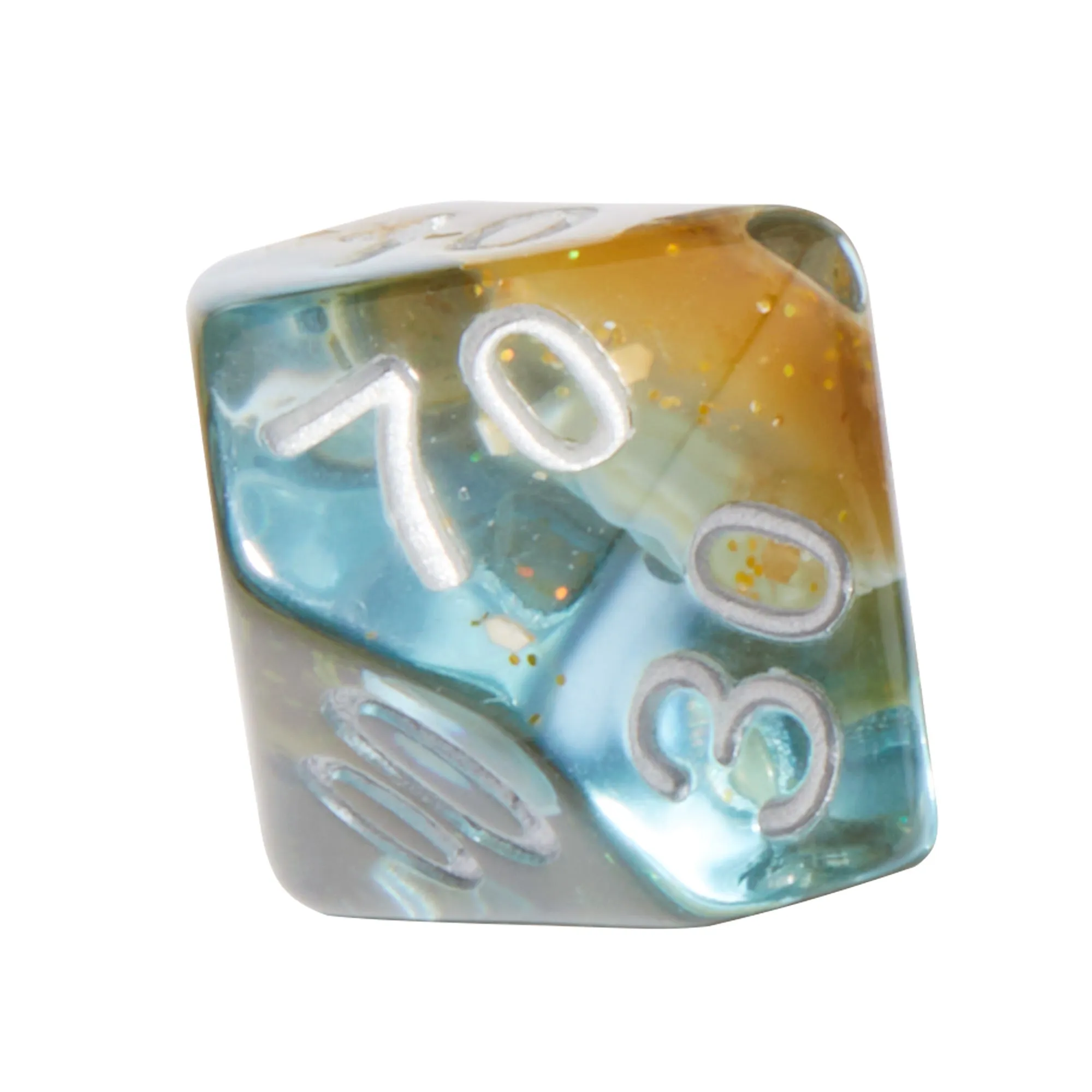 Blue Conch Shell and Sand Resin 7pc Dice Set