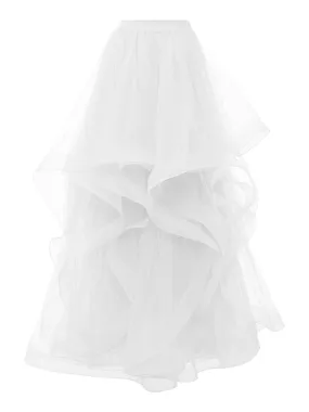 BRELLE Ruffled Tulle Maxi Skirt