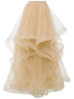 BRELLE Ruffled Tulle Maxi Skirt