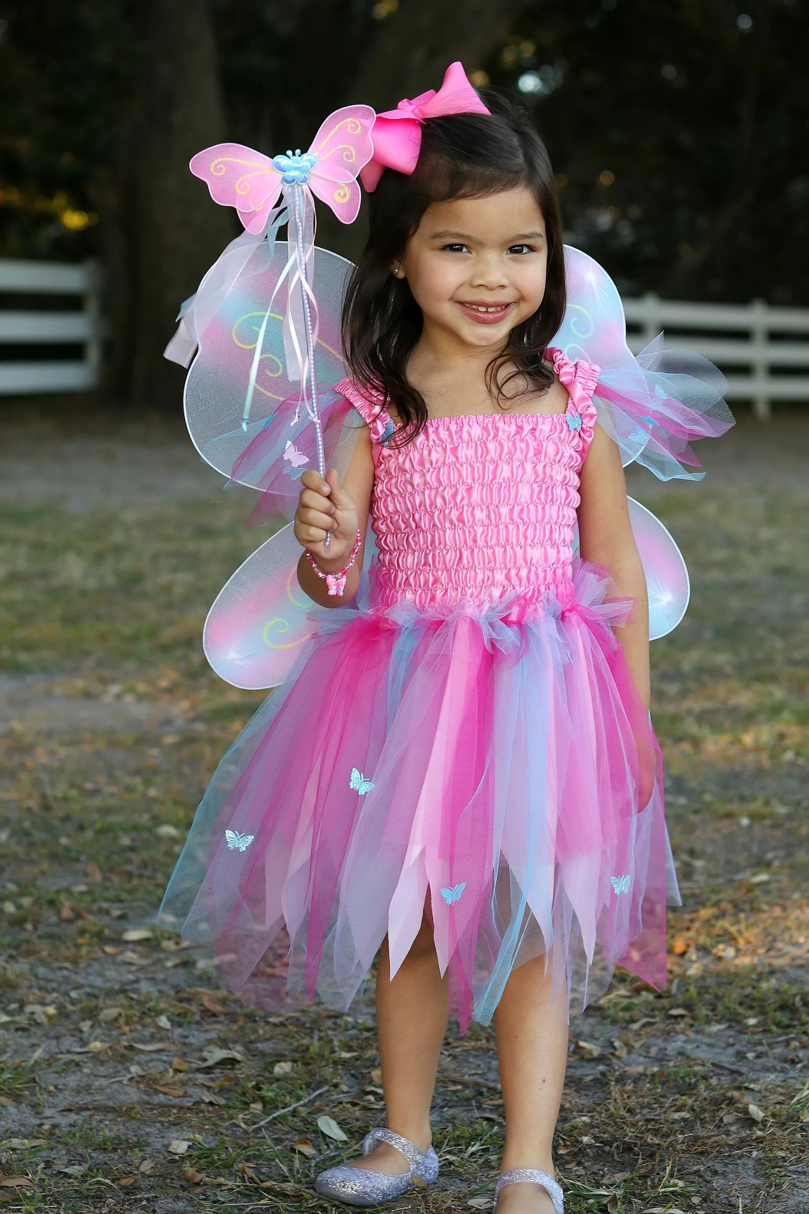 Butterfly Dress w/Wings & Wand | Pink/Multi