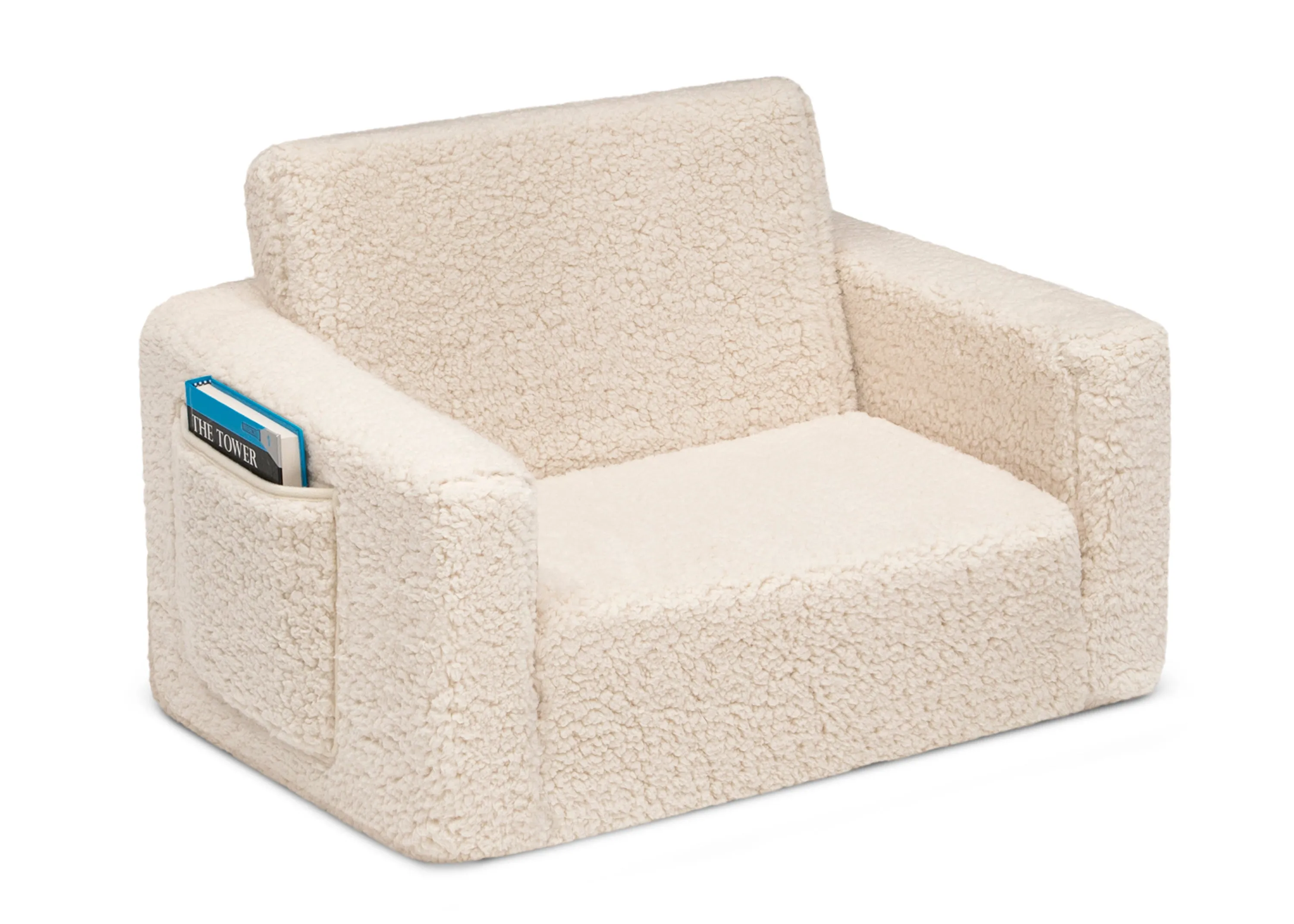 Cozee Flip-Out Sherpa 2-in-1 Convertible Chair to Lounger for Kids