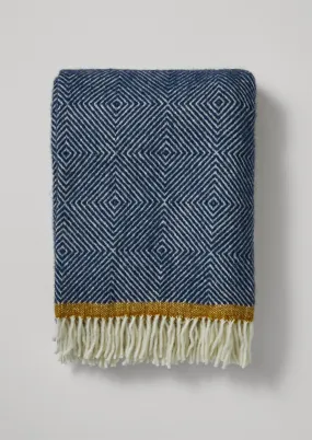 Diamond Wool Blanket | Navy/Caramel