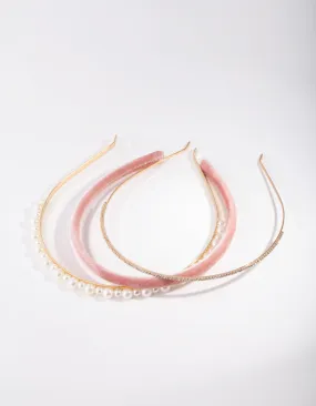 Gold Thin Popup Pearl Headband Pack