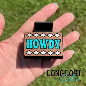 Howdy Turquoise Silver Hand Painted Small Hair Claw Clip