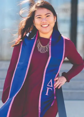 Navy with Pink Trim Graduation Stole