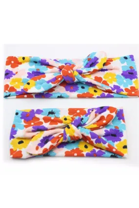 Rainbow Splash Mom & Baby Girl Matching Floral Headbands (2 pcs)