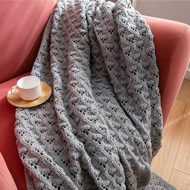 Rectangular Cotton Blankets Throws with Tassel Knitting