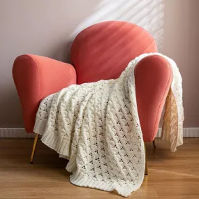 Rectangular Cotton Blankets Throws with Tassel Knitting