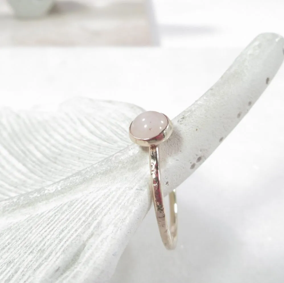 Ring Rose Quartz Gemstone 1mm Wide Choose Your Metal, Size and Texture