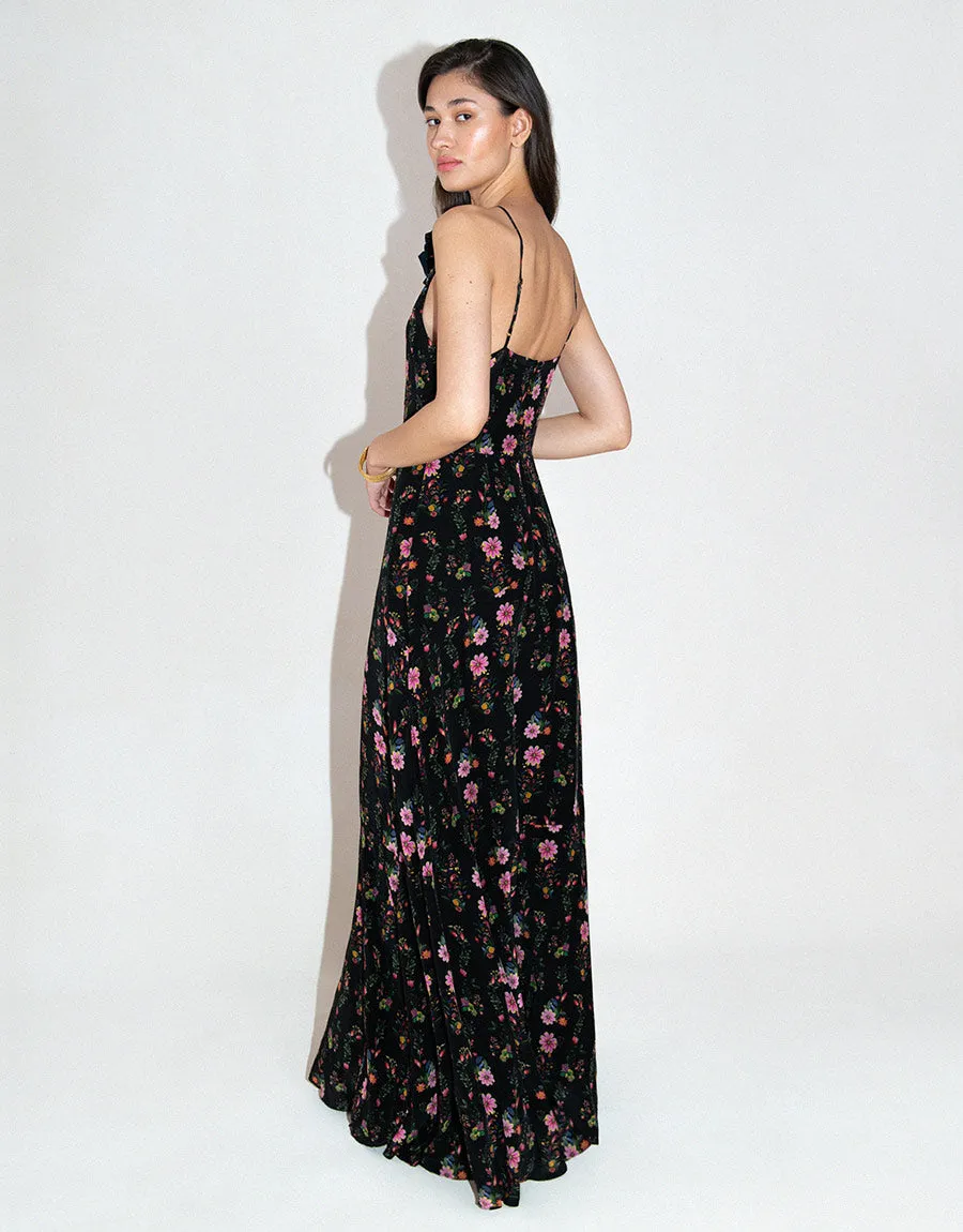 Rosie Crepe Maxi Dress - Sierra Jungle Black