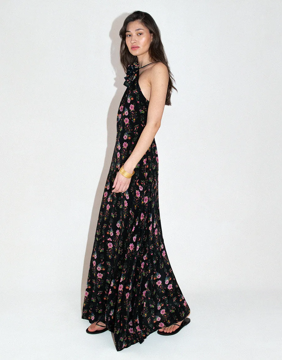 Rosie Crepe Maxi Dress - Sierra Jungle Black