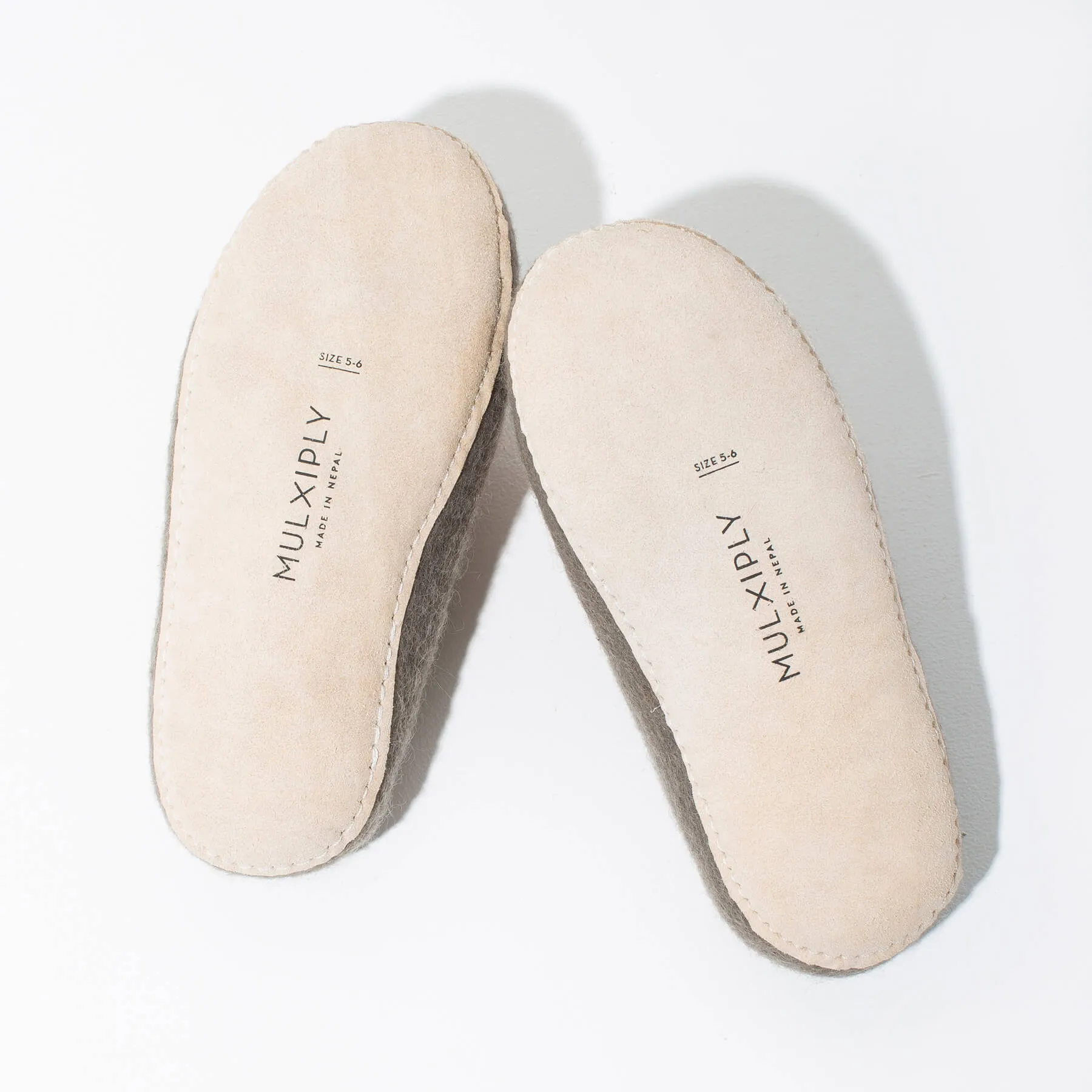 SALE - Pom Pom Felt Slippers - Light Grey   White