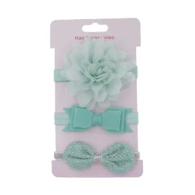 Set of 3 Mint Sparkle Baby Girl Headbands