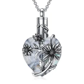 Sterling Silver Birthstone Birth Flower Crystal Urn Necklace for Ashes