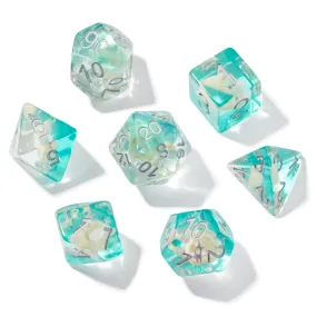 Teal Conch Shell Resin 7pc Dice Set