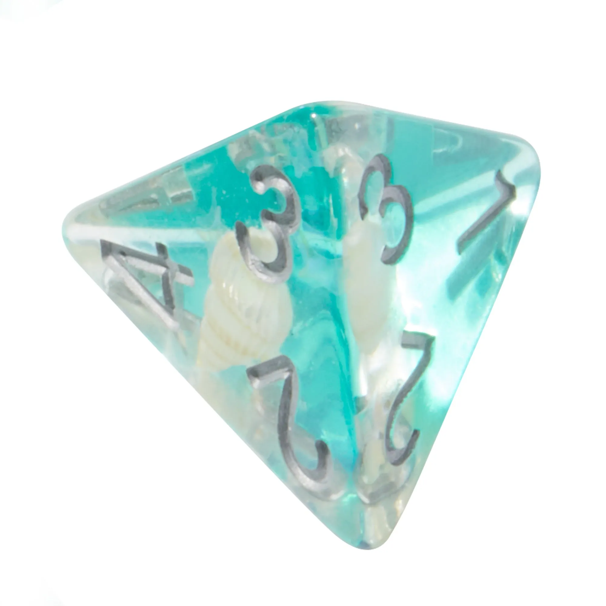 Teal Conch Shell Resin 7pc Dice Set