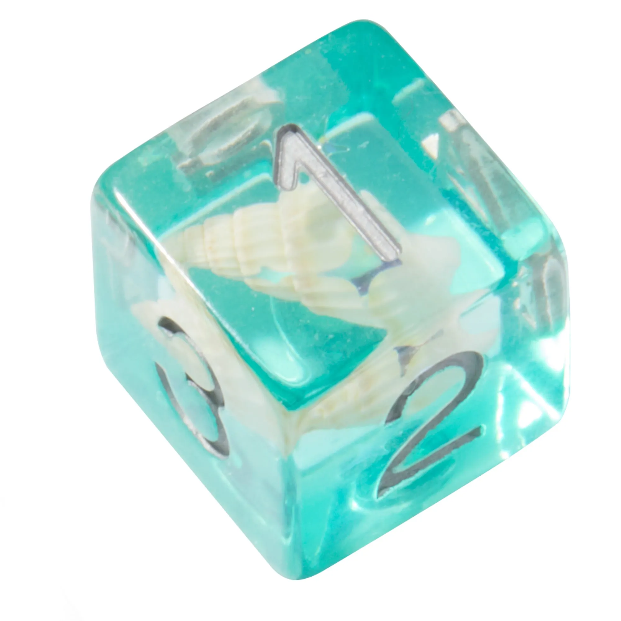 Teal Conch Shell Resin 7pc Dice Set