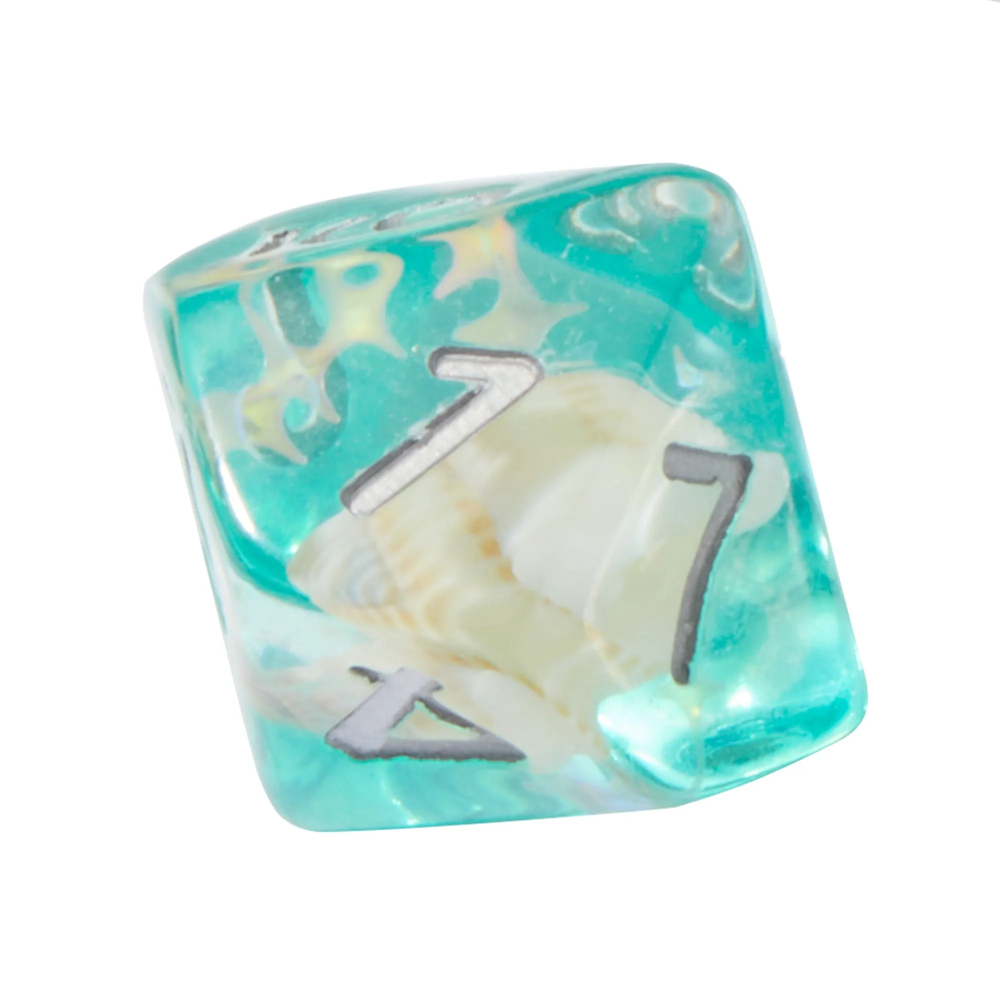 Teal Conch Shell Resin 7pc Dice Set