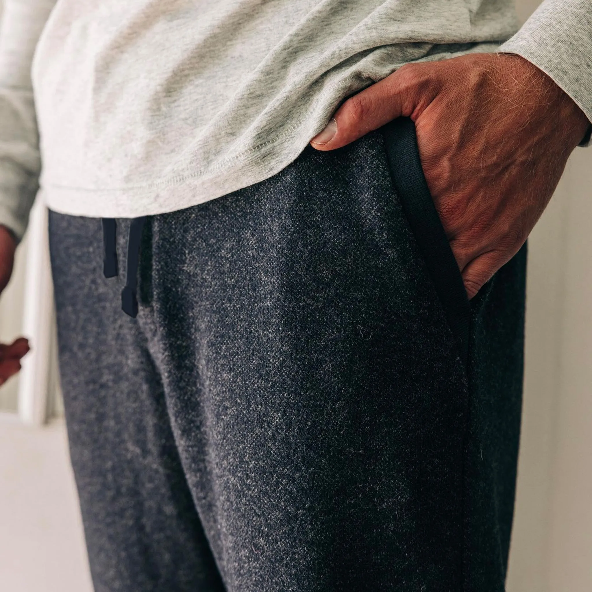 The Weekend Pant in Navy Herringbone Wool