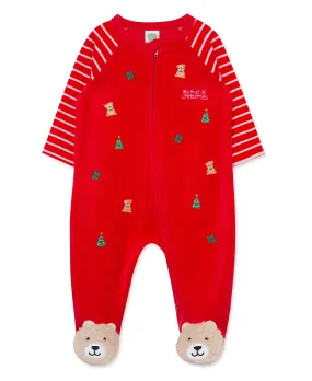 Toy Bear Velour 2-Way-Zip Footie